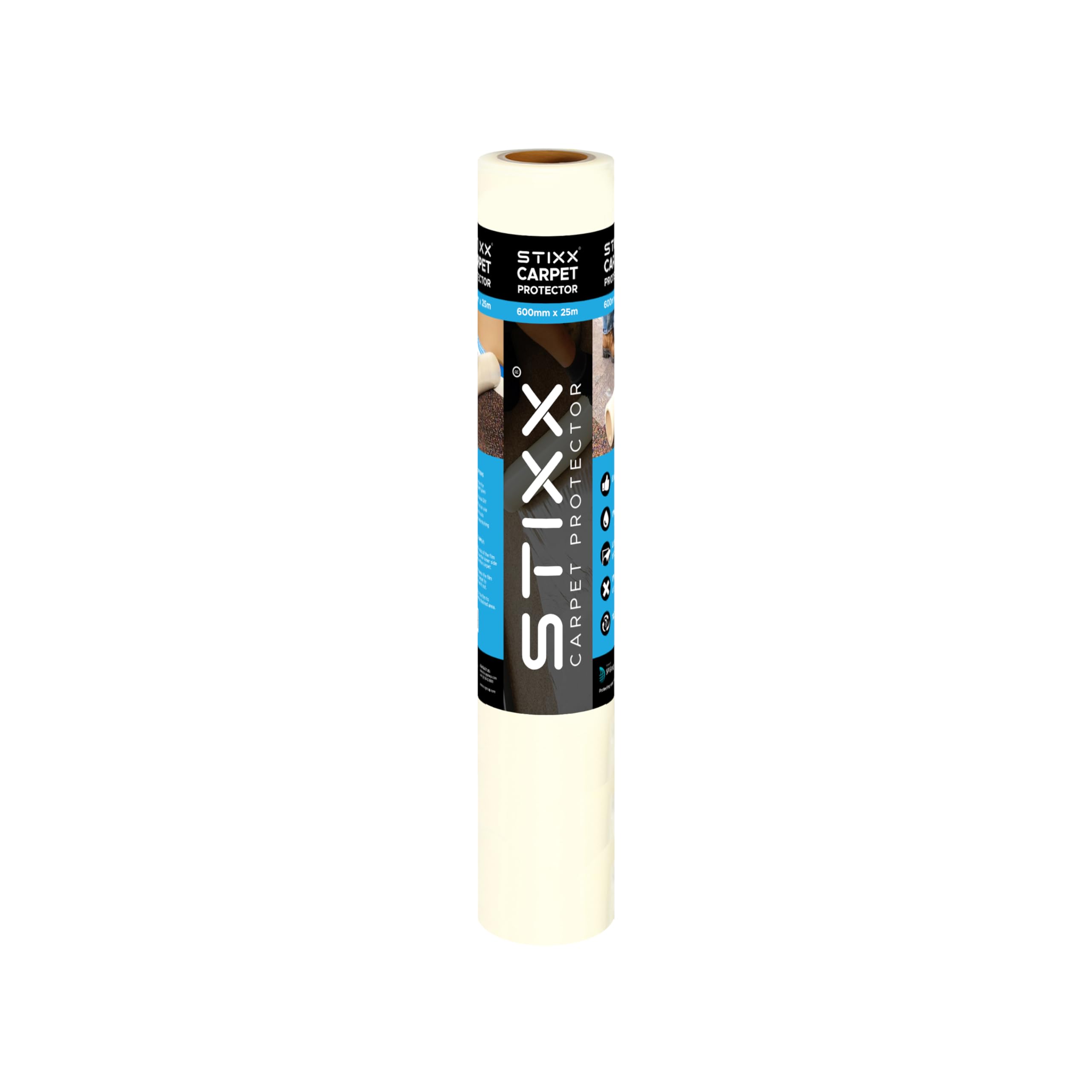 STIXX Carpet Protector - Premium Self Adhesive Carpet Protection Film - Durable and Waterproof - 600mm x 25m