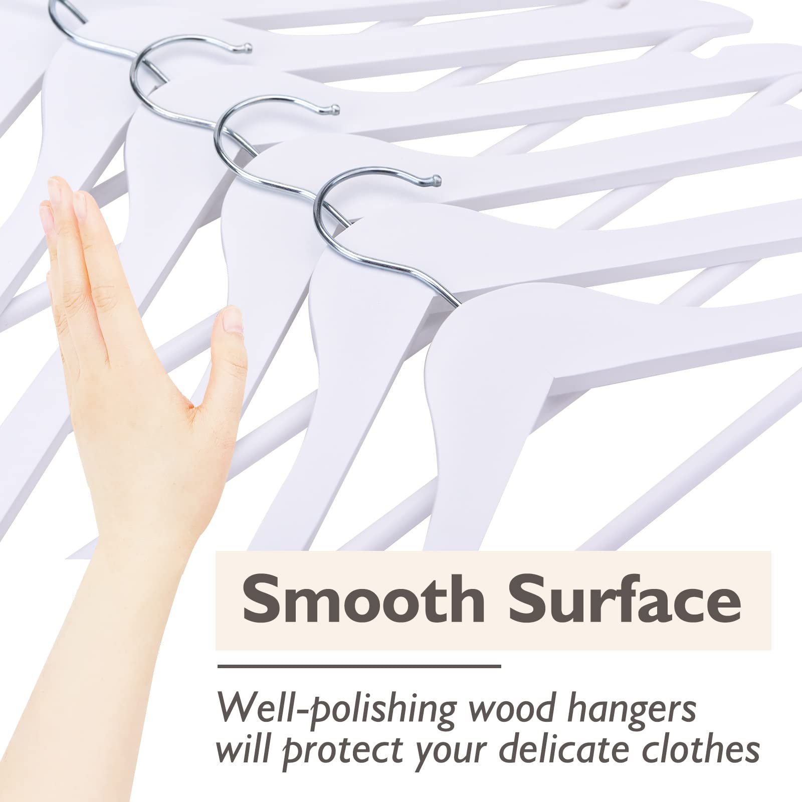 Edergoo White Wooden Hangers 30 Pack, Smooth White Wooden Coat Hangers Adult, 360 Swivel Hook and Precisely Cut Notches White Coat Hangers for Suit,