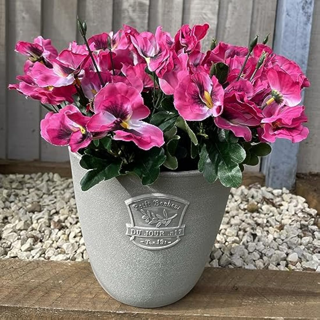 Garden 365 Artificial Pansy Flowers - Fake Plants for Outdoor or Indoor Use - Faux Flower Decorations with Fade Resistant Colour - POTS NOT INCLUDED (5 Pack - Pink)