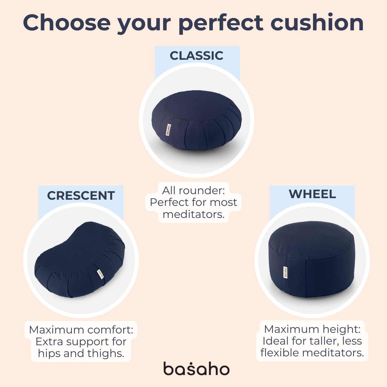 basaho CLASSIC Zafu Meditation Cushion | Organic Cotton | Buckwheat Hulls | Removable Washable Cover (Pure Purple)