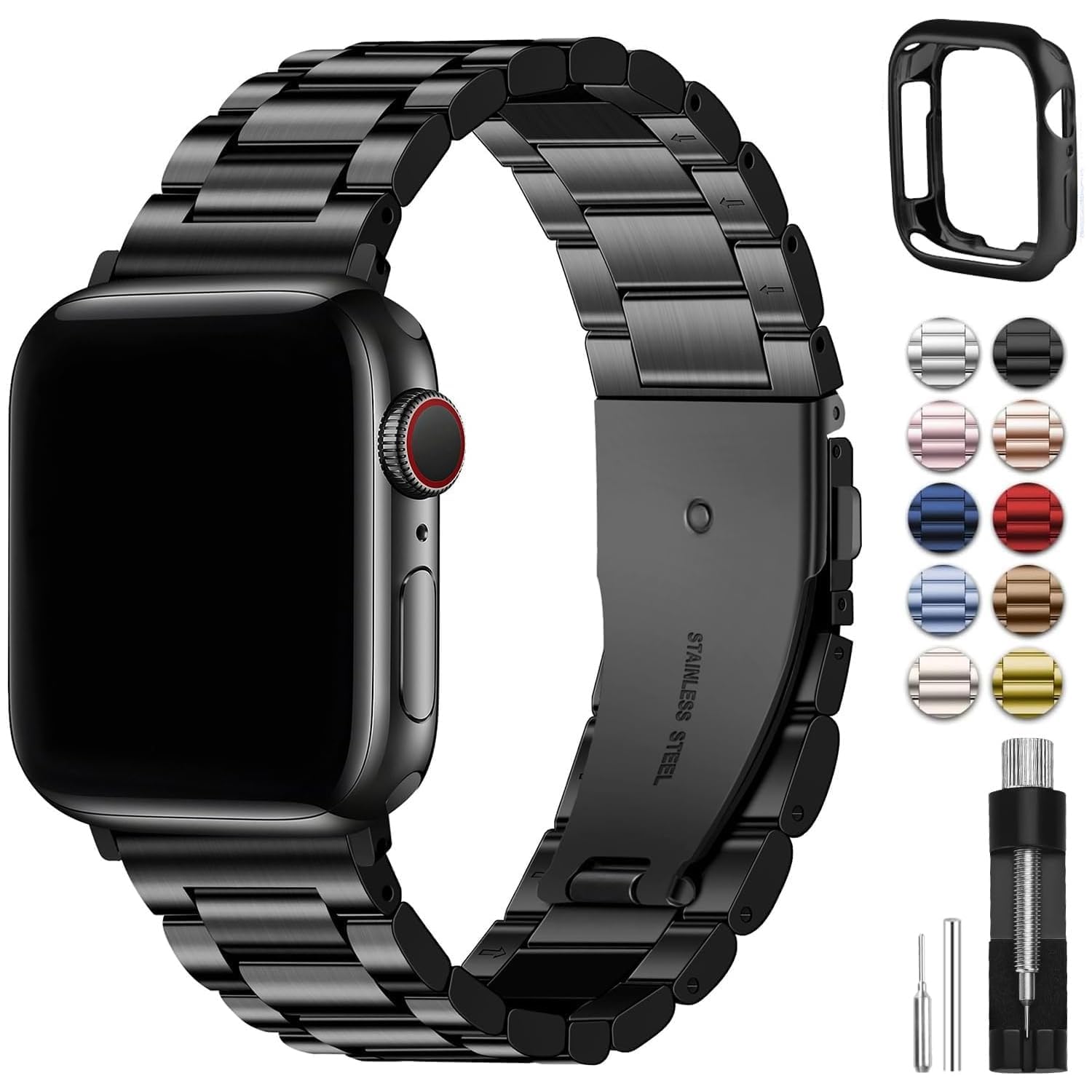 Fullmosa Compatible with Apple Watch Straps 44mm 46mm 45mm 49mm 42mm 41mm 40mm 38mm, Metal Stainless Steel Replacement Bands for iWatch Ultra SE 3 2 1
