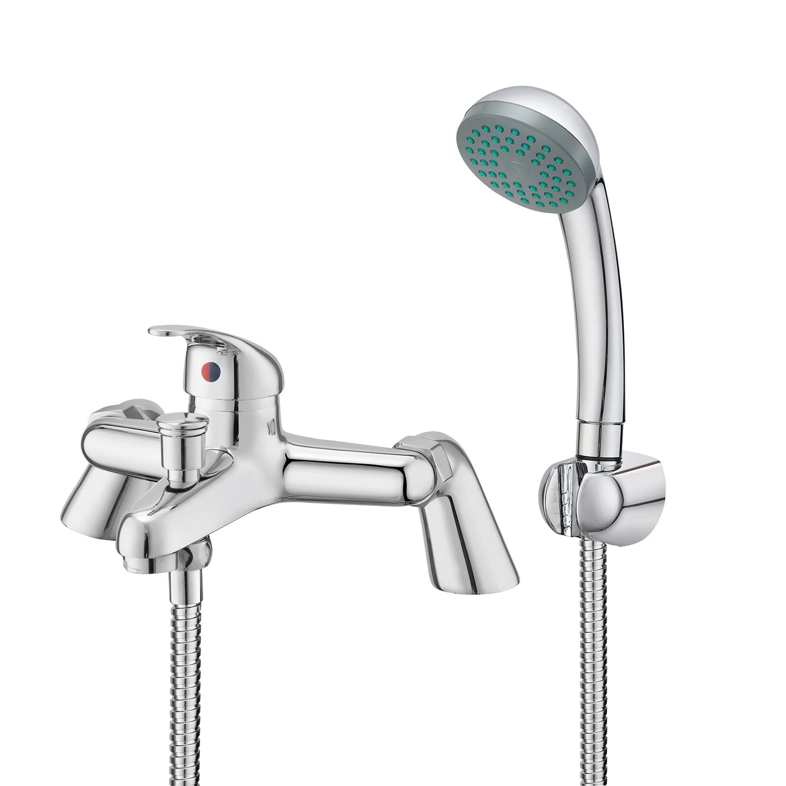 Bathroom Sink Taps with Shower Head, BATHWEST Modern Bath Tap with Shower Kit, Chrome Brass Single Lever Monobloc Bathroom Shower Mixer Taps 021N