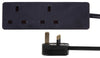 PRO ELEC PELB1992 Mains Extension Lead, 2 Gang, 7.5m, Black