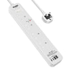 SE UKASE Extension Lead with USB C PD 20W, 4 Way Socket 1200 Surge Protection with 2M /6.56FT Long Extension Cord Multi Plug 2990W Safety Shutter for
