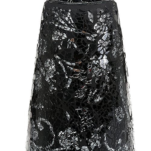 London Boutique Large Tall Vase 18" 40cm Vases for Flowers Handmade Decorative Mosaic Glitter Vase Sparkled Glass gift present (Large Black Rose)