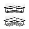 UUlioyer Corner Shower Caddy, Rustproof Bathroom Shelf No Drilling, Bath Storage with Hooks (2-Pack Corner Shower Caddy- Black)