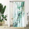Uiiooazy Green Marble Shower Curtain, Turquoise Gold Effect Bath Curtain Anti Mildew Waterproof Polyester Fabric Washable Set with 6 Hooks for