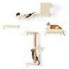 FUKUMARU Cat Wall Shelves, Stable & Safe 4 in 1 Large Cat Walls Furniture Set, Wooden Kitten Climbing Wall with Scratching Post for 16 Inch Drywall -