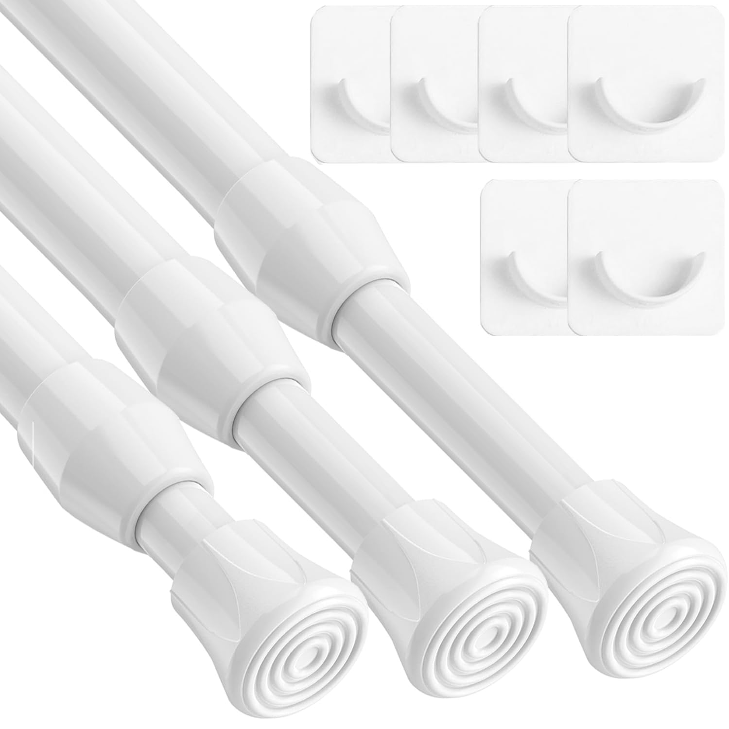 3PCS Tension Rod for Net Curtains Durable Curtain Tension Rod Net Curtain Rods Extendable Tension Pole With 6pcs Rod'S Holder For Windows, Cupboard