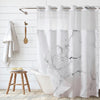 Grey Marble Shower Curtain No Hooks,Shower Curtain Double with Snap in Liner, Waterproof Fabric Bath Curtain with Mesh Top Window,Modern Abstract