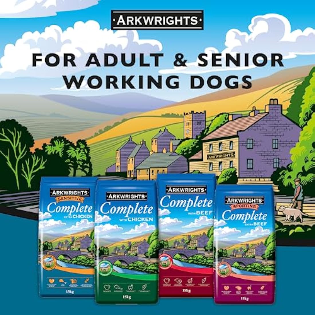 Arkwrights Sensitive Complete Dry Dog Food 15kg - Extra Chicken and Wheat Free Recipe - Sensitive Nutrition for Working Adult Dogs - Dry Dog Biscuits