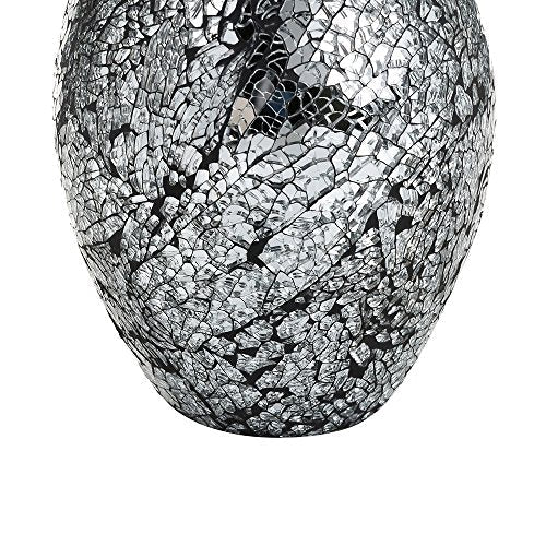 London Boutique Vases Mosaic Black Large small 12" or 16" Decorative Glitter Sparkle vase gift H28 (Small, Black Silver)