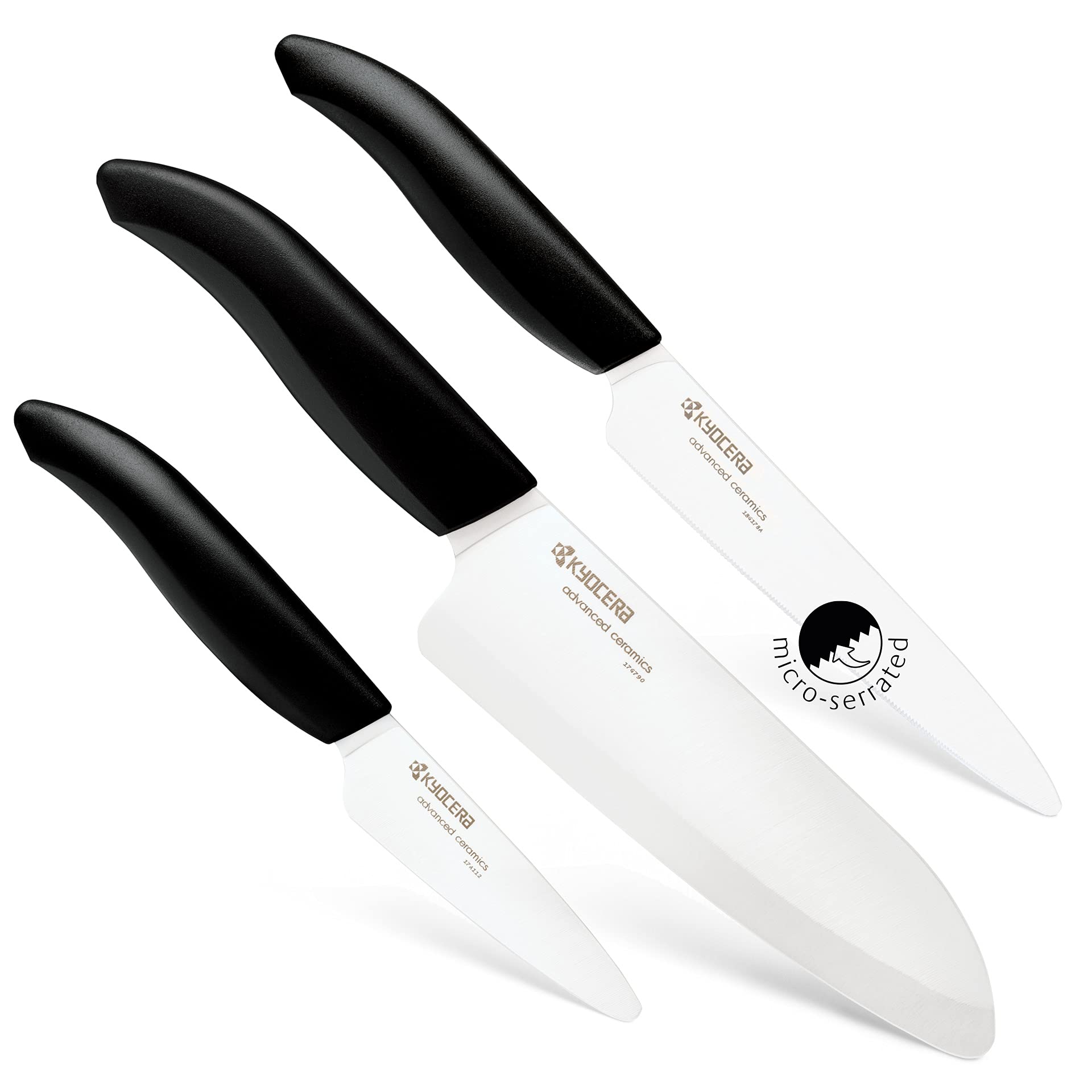 KYOCERA SET3PCKNIFE Chef 3-Piece Ceramic Knife Set, Black