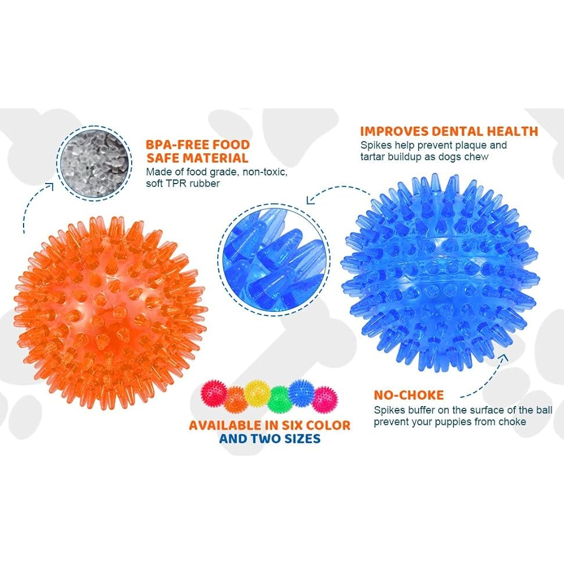 Petizer 3-Pack 6.5cm Squeaky Ball Toys for Dogs - Chew Spiky, Floatable Pool Toy, Toss Fetch for Puppy, Rubber TPR, Teeth Cleaning, Boredom Relief for Small and Medium Dogs