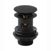 ENKI, W06, Matte Black, Slotted, Standard 1.1/4" Connection Pop Up Basin Waste Sink Plug, Push Button Click Clack Plug, Allows Water to Drain Away,