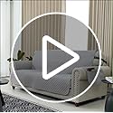 XINEAG Quilted Sofa Covers 2 Seater, Water Resistant Loveseat Covers Sofa Slipcovers with Pockets, Non Slip Sofa Cover for Dogs Pets, Washable Furniture Protector with Elastic Strap (Loveseat, Beige)