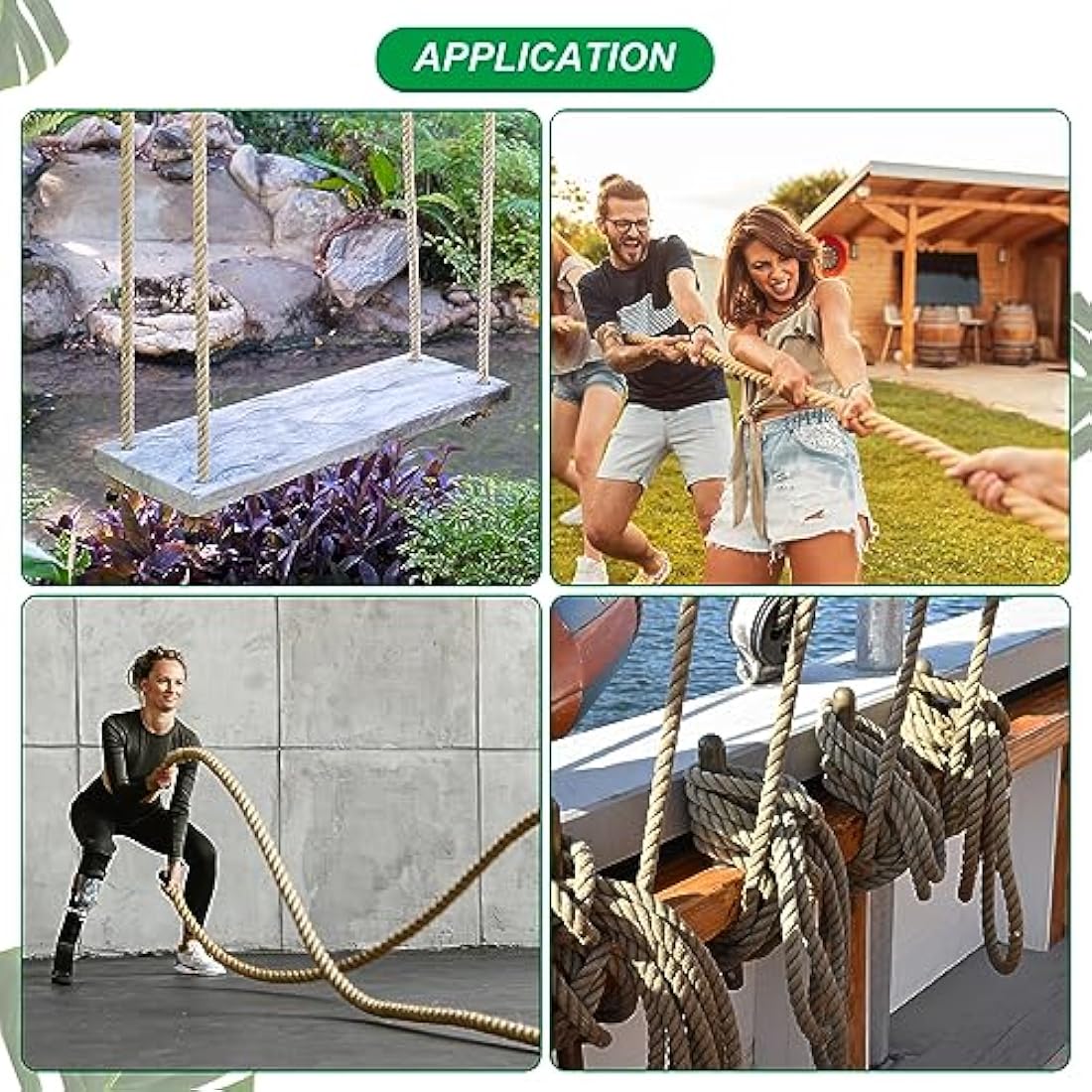 PATIKIL 1-1/2" x 50 Ft Twisted Manila Rope - Natural Thick Jute Rope for Docks, Railings, Bundling, Craft, Tug of War, and Decorating
