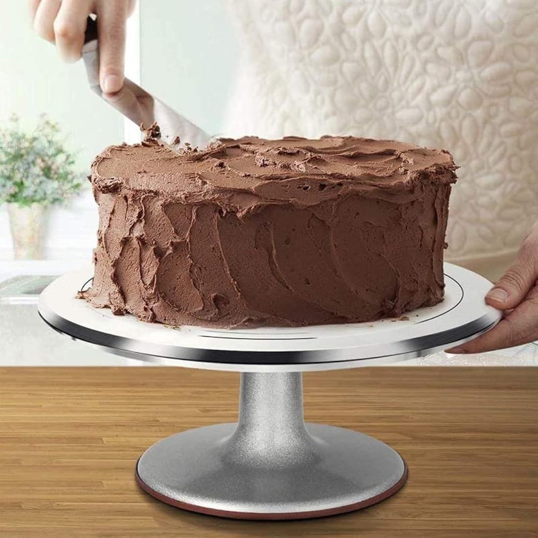 12 Inch Rotating Cake Turntable, Aluminium Alloy Revolving Cake Stand for Cake, Cupcake Decorating Supplies