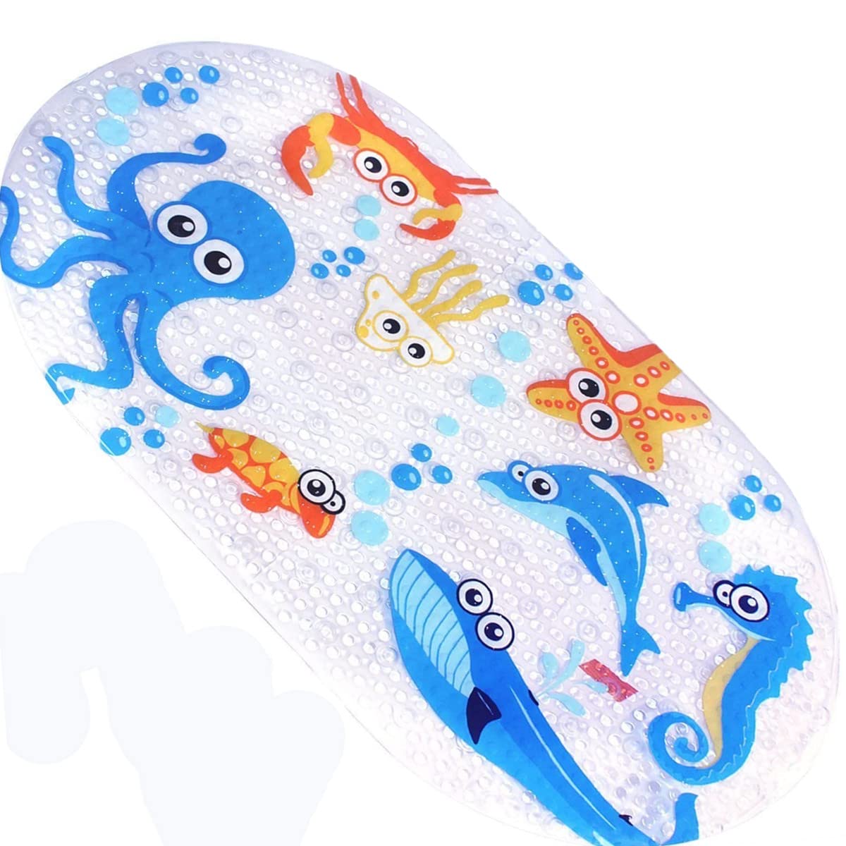 Kids Bath Mat Non-Slip Octopus Shower Mat Anti-Bacterial Anti Mould Shower Tub Mat Coloured Bathtub Mat for Babies Children Bathroom Cute Animals