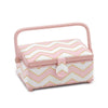 Hobby Gift 'Chevron Pearlised Blush' Small Rectangle Sewing Box 24 x 16 x 11cm (d/w/h)