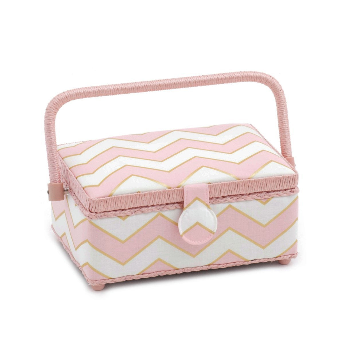 Hobby Gift 'Chevron Pearlised Blush' Small Rectangle Sewing Box 24 x 16 x 11cm (d/w/h)