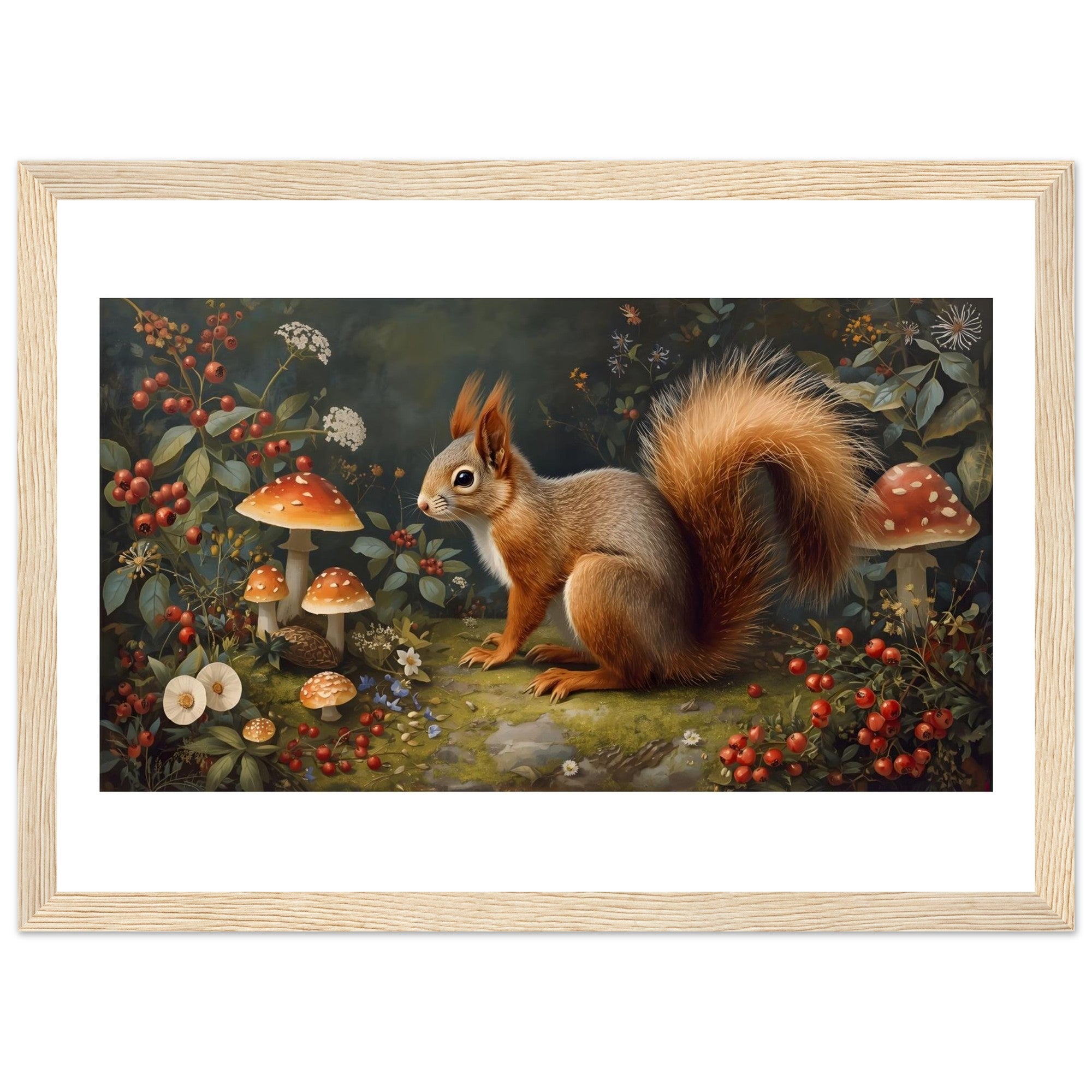 Woodland Squirrel Framed Print – Rustic Nature Wall Art
