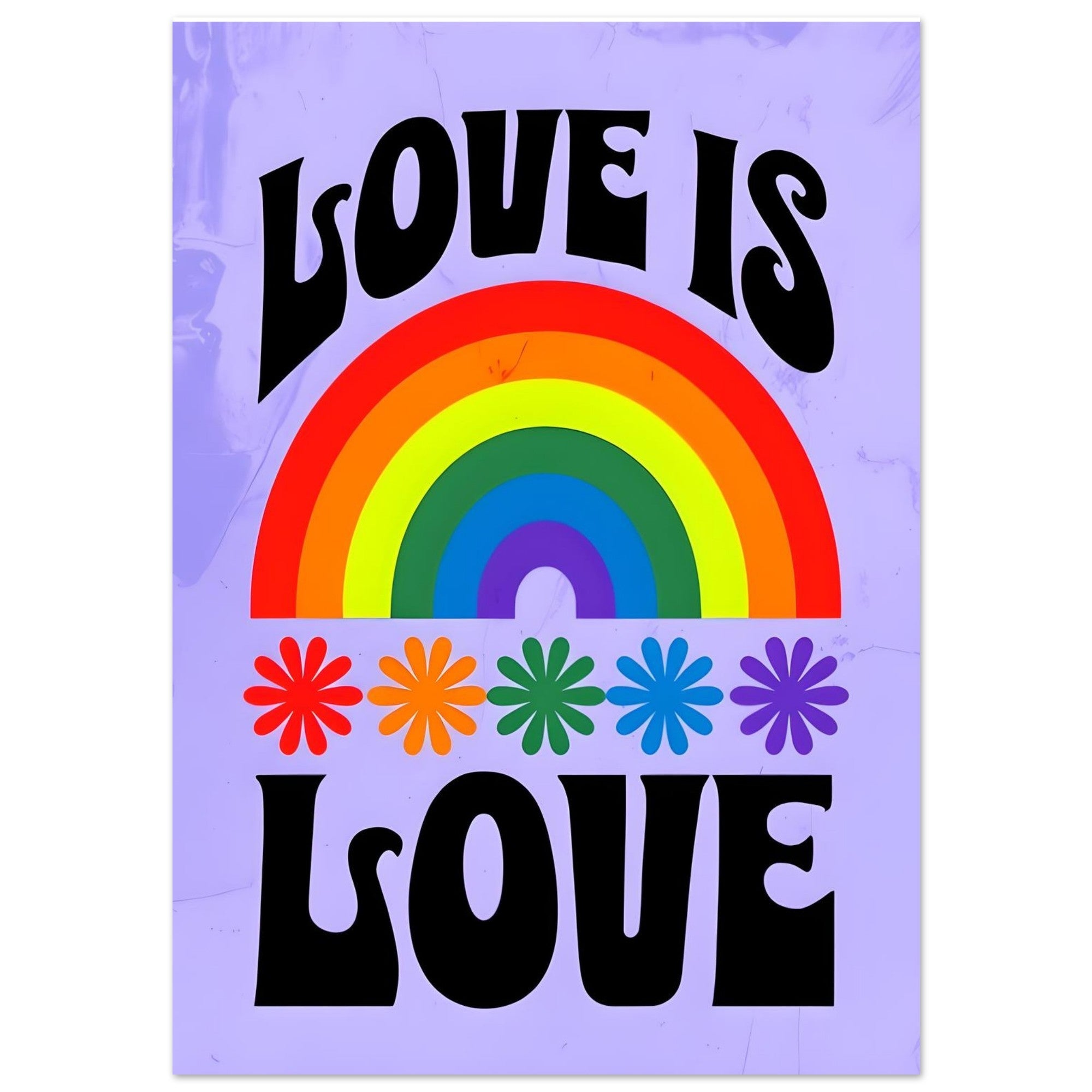 Love Is Love Rainbow Wall Art – Retro Pride Poster, 70s Style LGBTQ+ Equality Print