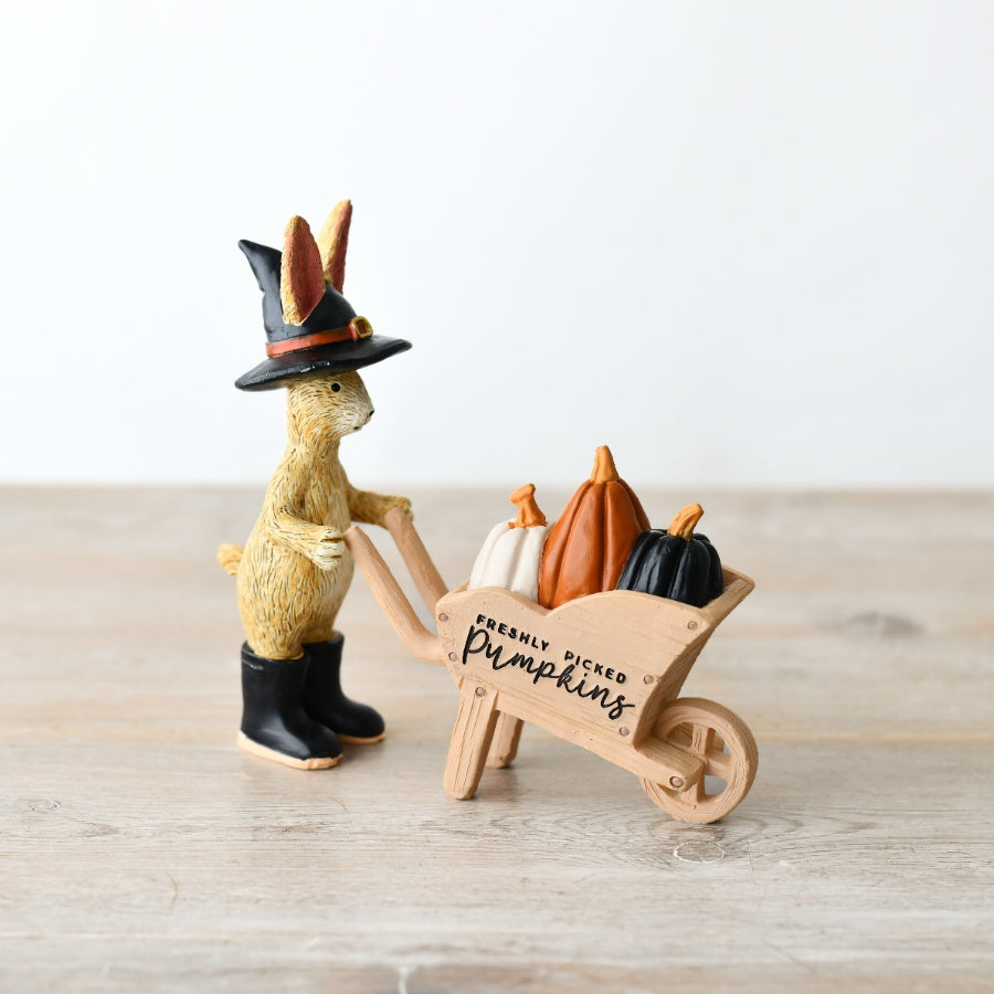 Pumpkin Patch Rabbit With Wheelbarrow