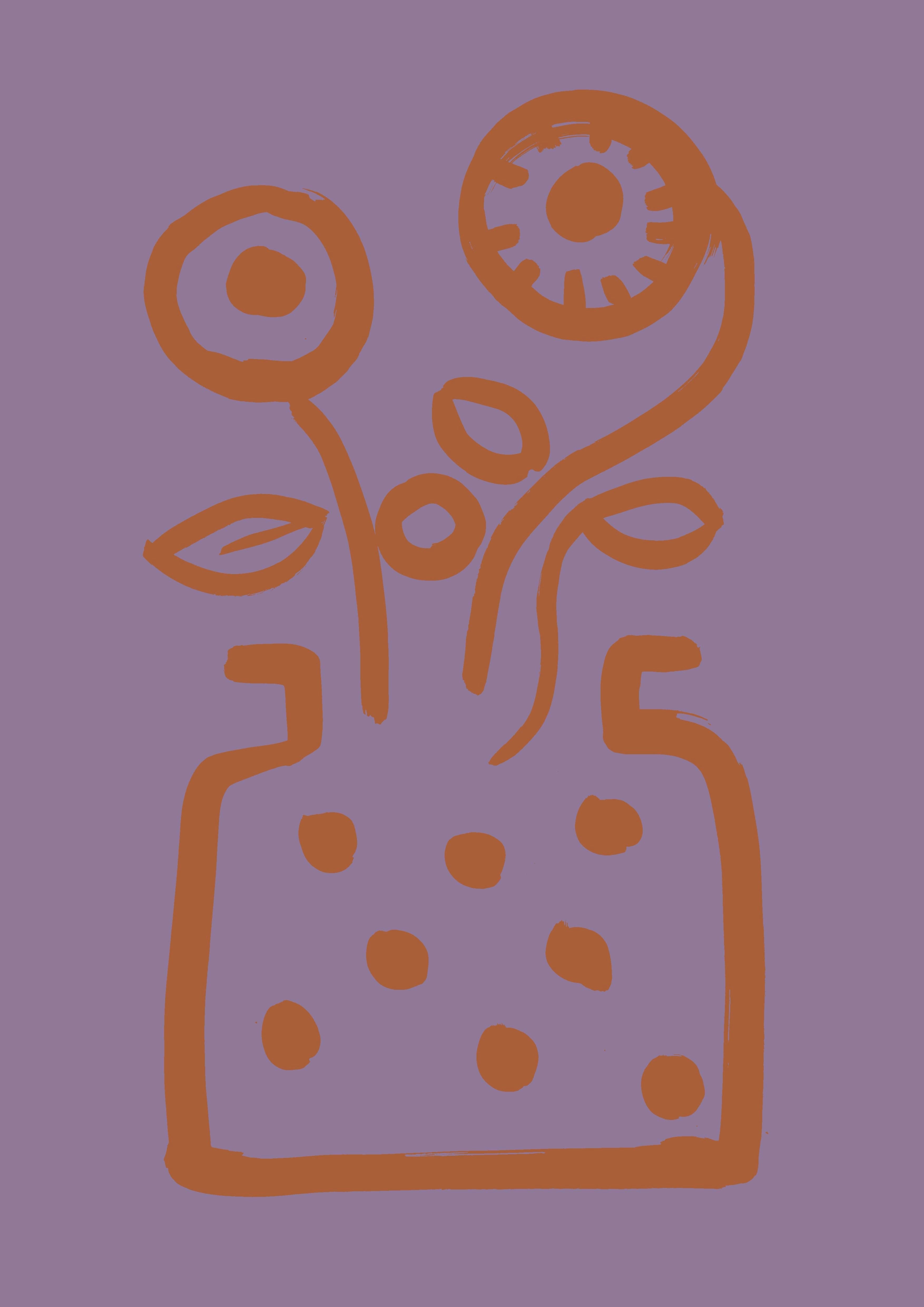 Vase no 2 print - Lilac + Terracotta