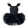 Children's Hot-fix Rhinestone Embroidered Flared-sleeve Ballet Skirt