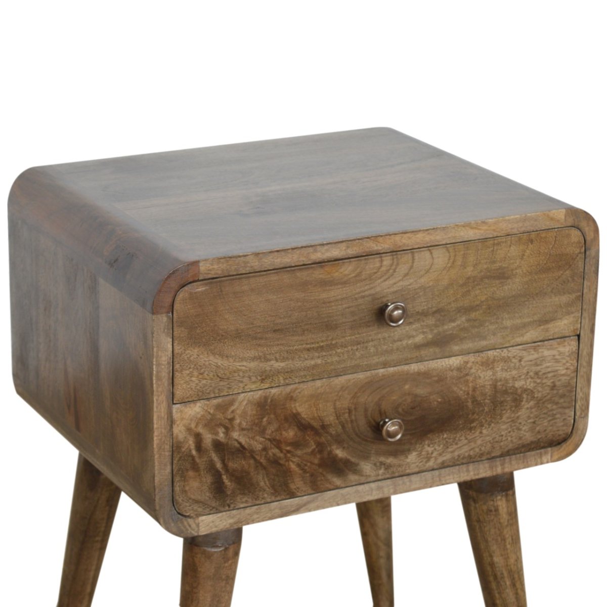 Artisan Furniture Solid Wood Curved Classic Grey Washed Bedside