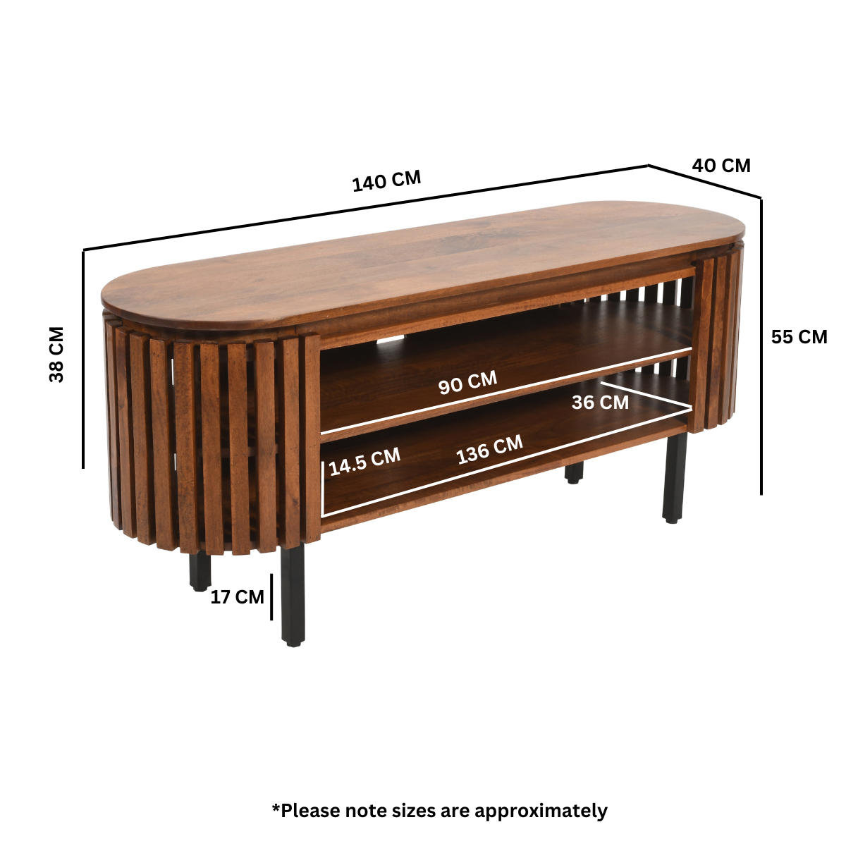 Slatted Mango Wood Tv Cabinet