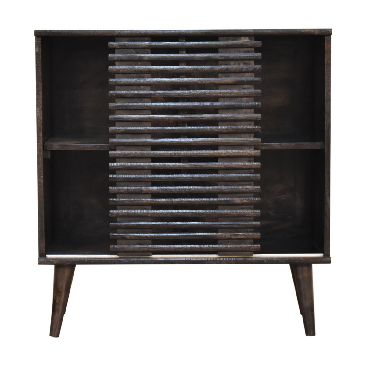 Artisan Furniture Solid Wood Kobe Cabinet, Black, Sliding Door and 2 Drawers