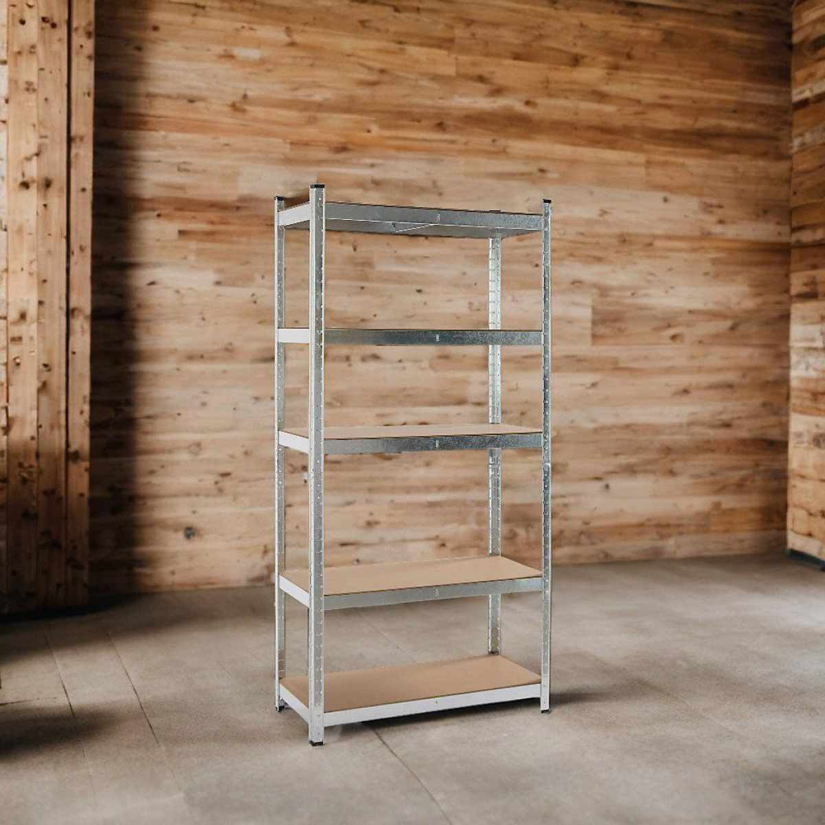 2x Heavy Duty Steel & MDF 5 Tier Galvanized Racking Shelf