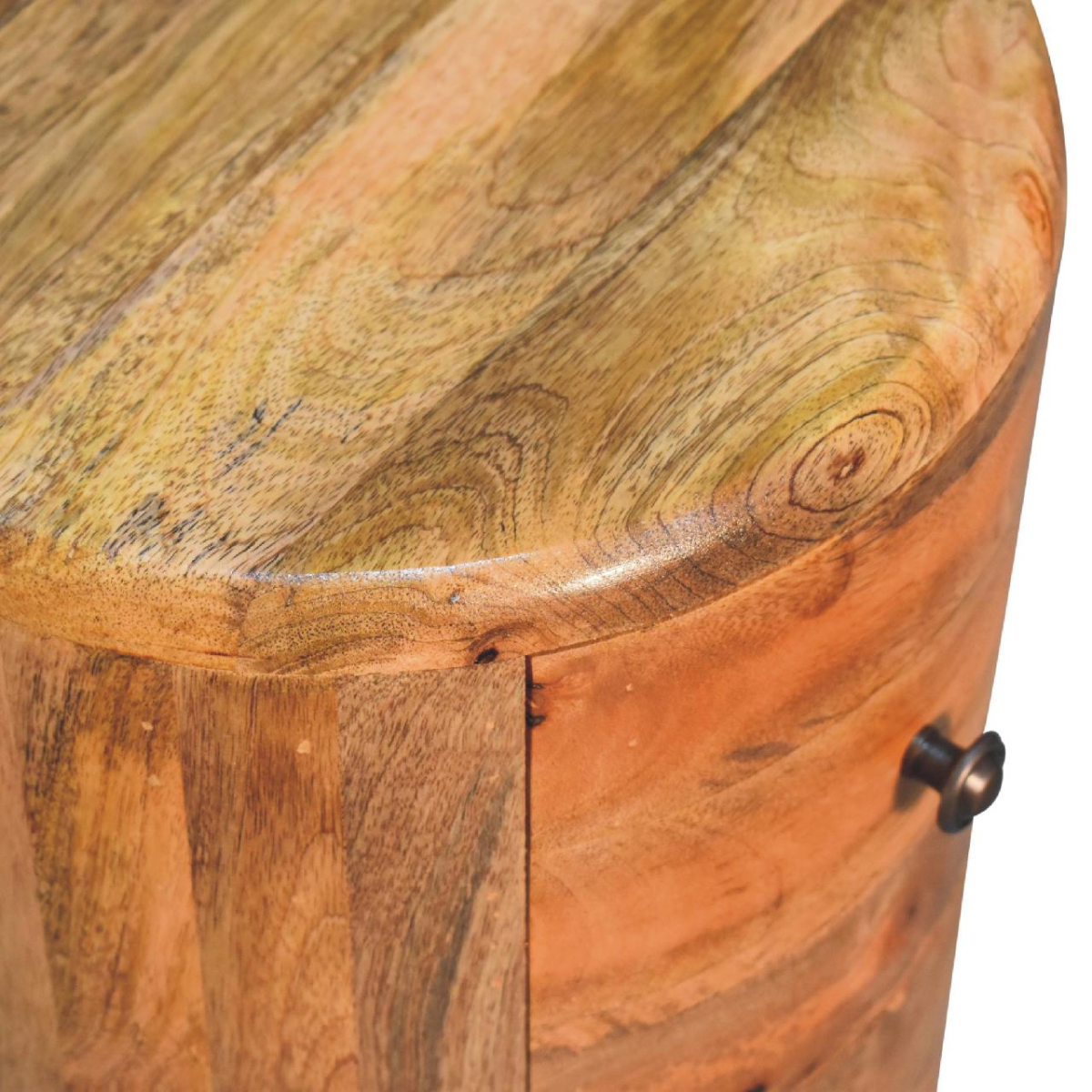 Artisan Furniture Solid Mango Wood Oak-ish Drum Chest