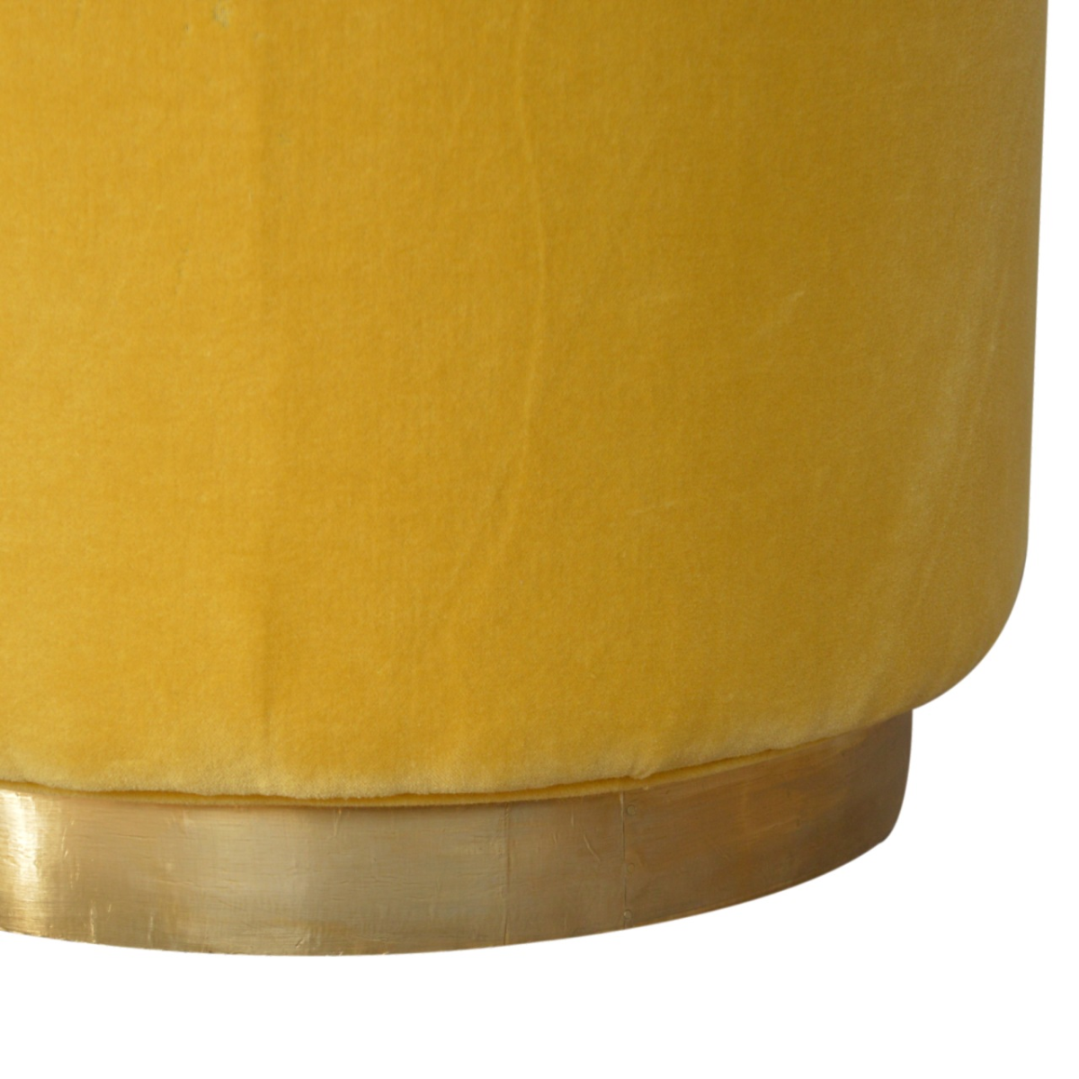 Artisan Furniture Solid Mango Wood IN818 - Mustard Velvet Footstool with Gold Base