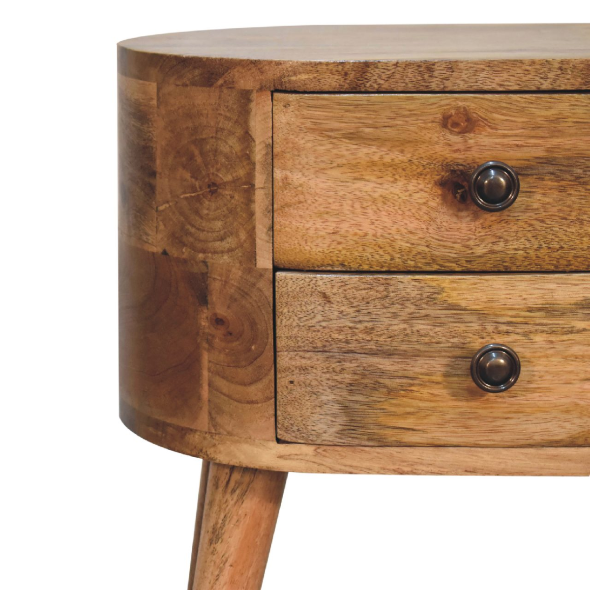 Artisan Furniture Solid Wood Mini Oak-ish Rounded Bedside Table
