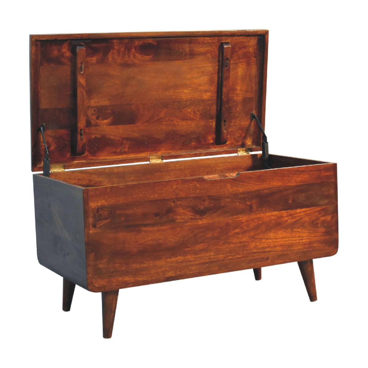 Artisan Furniture Solid Wood Curved Chestnut Lid-up Blanket Box, Brown