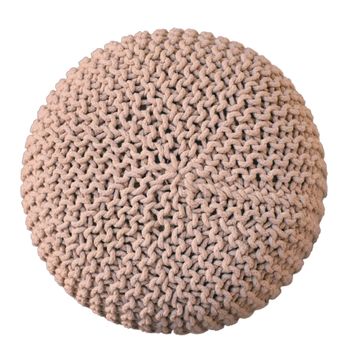 Artisan Furniture Solid Mango Wood Keeva Beige Round Footstool