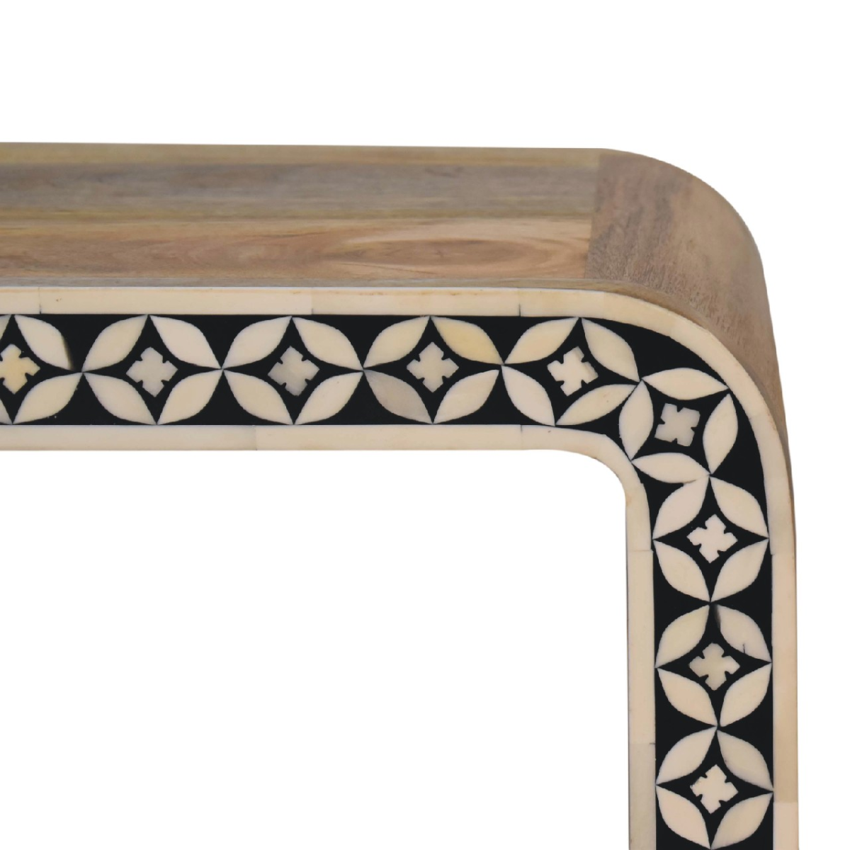 Artisan Furniture Solid Mango Wood Edessa Bone Inlay End Table