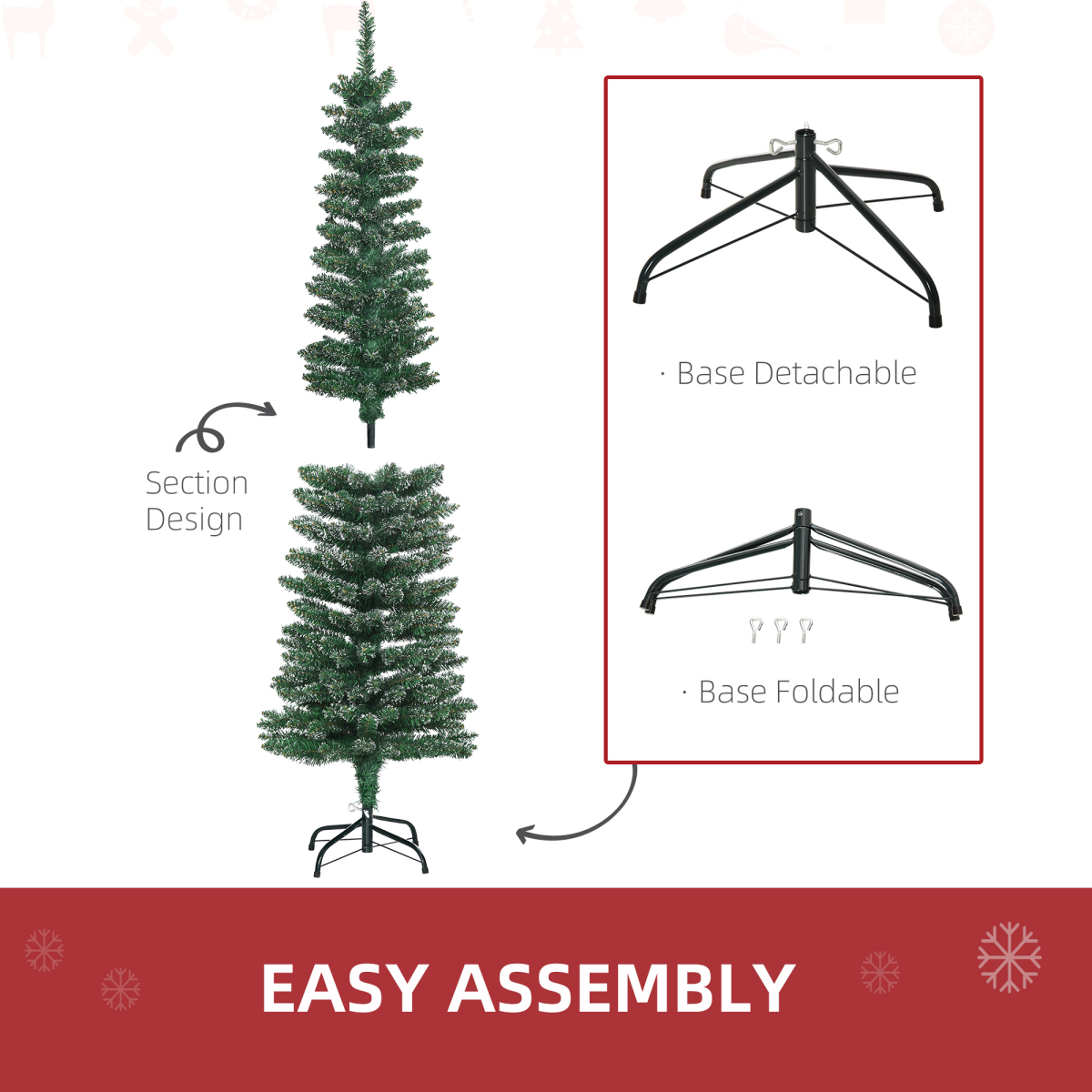 5.5FT Artificial Snow Dipped Christmas Tree Home Indoor Green HOMCOM