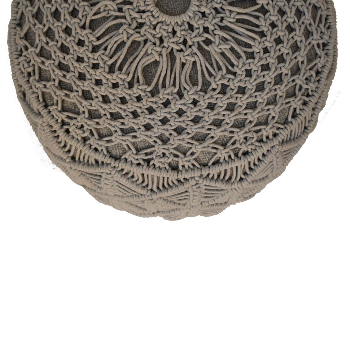 Artisan Furniture Solid Mango Wood Crotchet Grey Footstool
