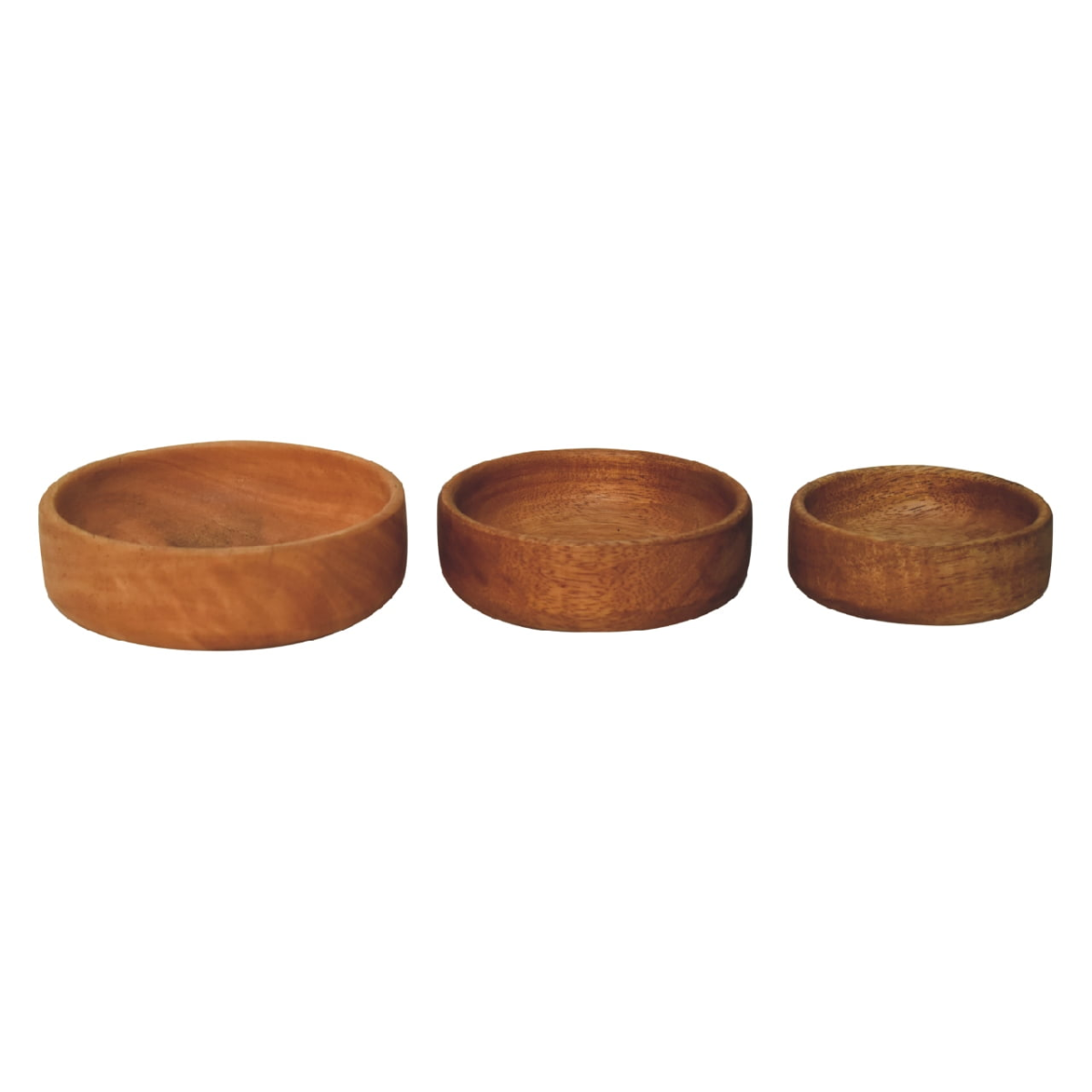 Artisan Furniture Serveware - Solid Wood Fruit Bowl Set of 3, Light Brown