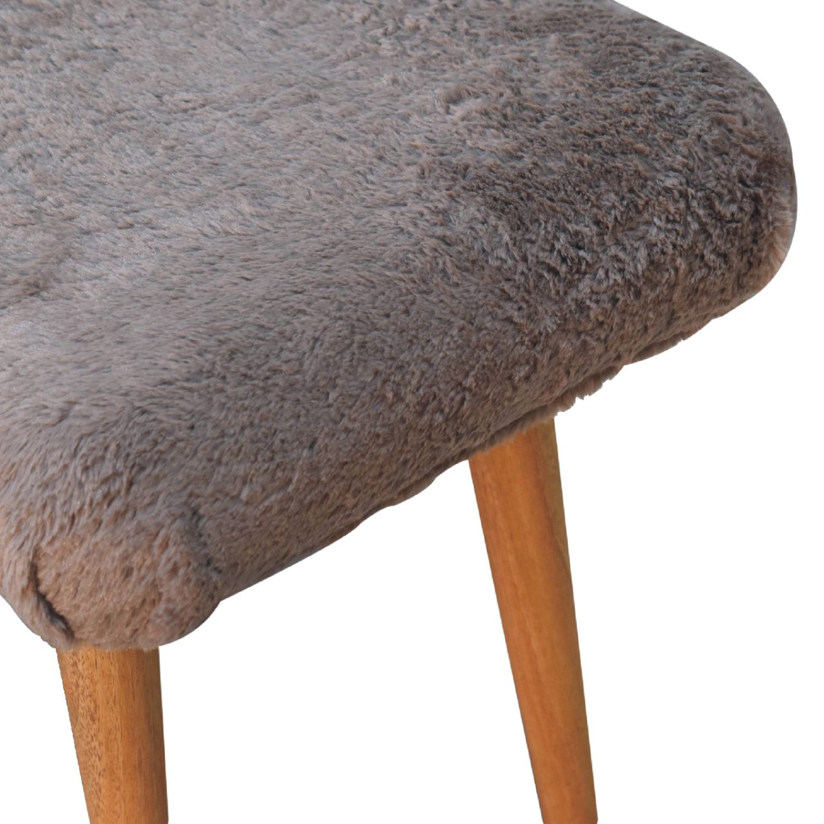 Artisan Furniture Solid Wood Mocha Faux Fur Curved Bench