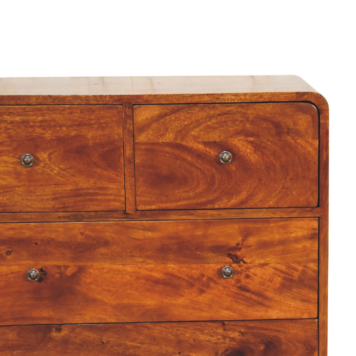 Artisan Furniture Solid Mango Wood 2 over 3 Curved Chestnut Chest