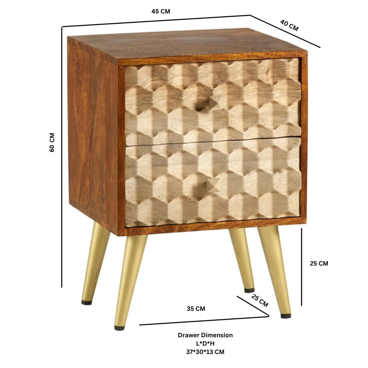 Edison 2 Drawer Side Table