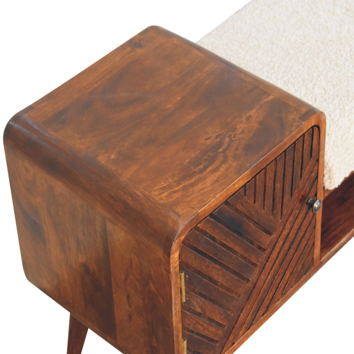 Artisan Furniture Solid Mango Wood Boucle Carved Chestnut Telephone Table