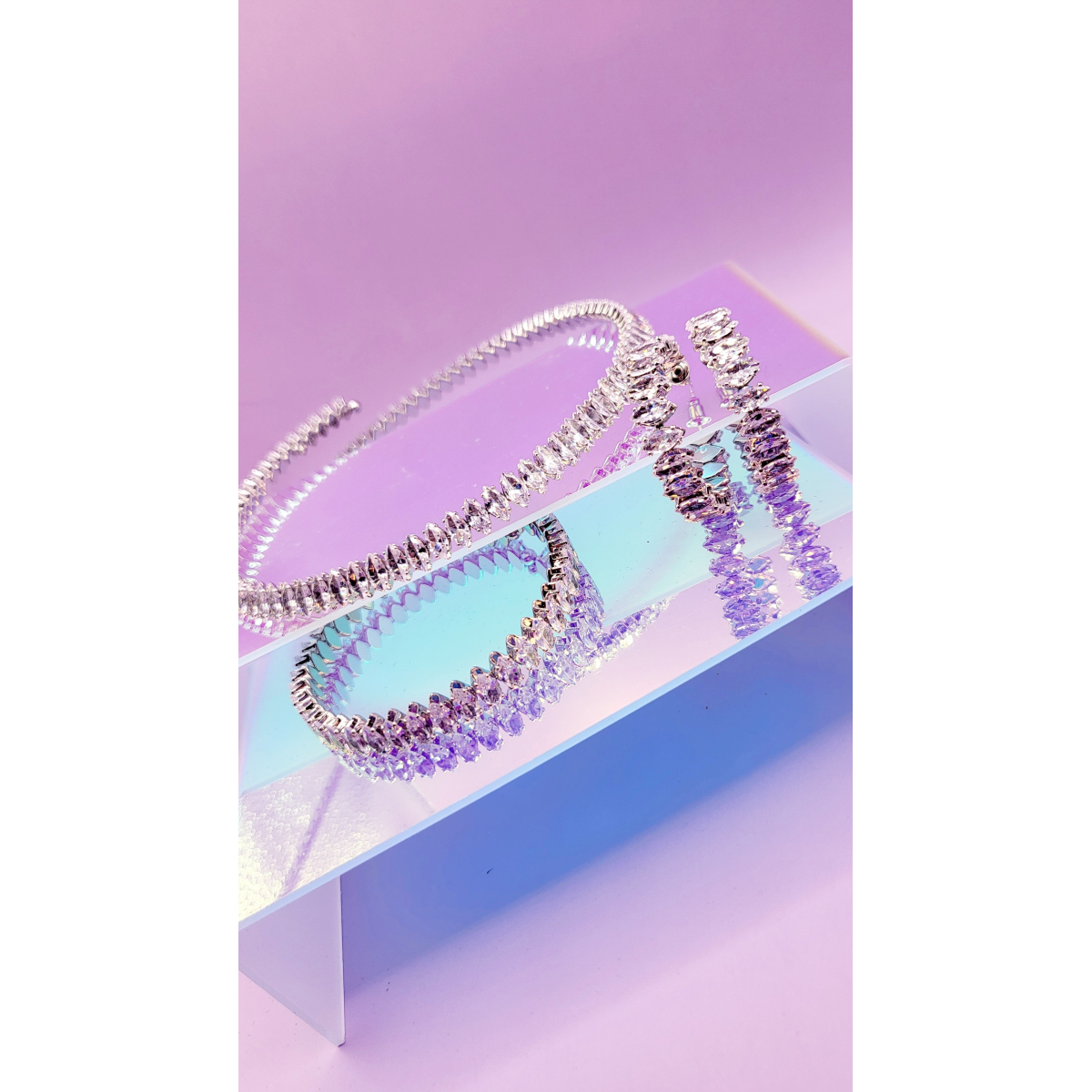Aurora Crystal Trio Choker, Bracelet & Earrings
