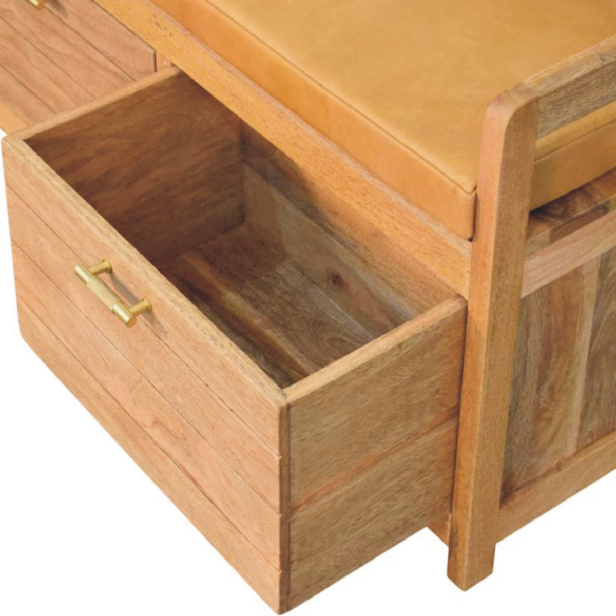 Artisan Furniture Solid Wood Oxford Oak-ish Storage Bench,  2 Drawers, Light Brown