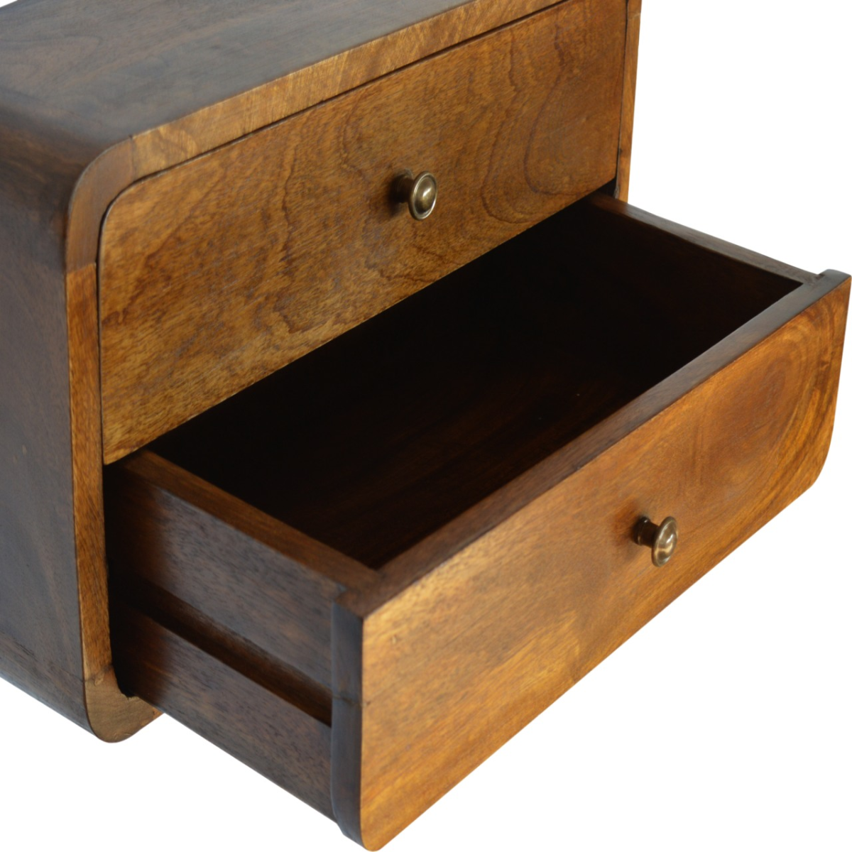 Artisan Furniture Solid Wood Floating Curved Chestnut Bedside